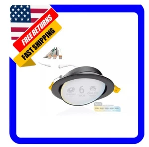 6 Inch Black Adjustable Round Slim Recessed Led Ceiling Light Dimmable - Picture 1 of 8