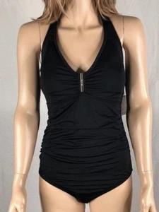 Women's NWT Calvin Klein Hardware Halter One-Piece Black - Picture 1 of 4