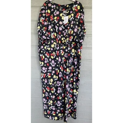 Maxi Vestido Floral para Mujer Asos Curve Talla 22 Negro Flor Silvestre Smocking Espalda Abierta Foto 1 de 4