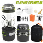 14pcs Camping Cookware Set Hiking Picnic Cooking Bowl Pot Pan Knife Spoon Kit UK