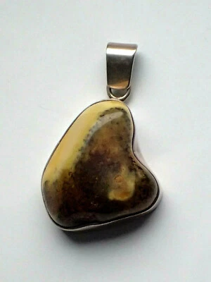 Art Deco Anhänger Silber 925 Butterscotch Bernstein gelb grün - Bild 1 von 4