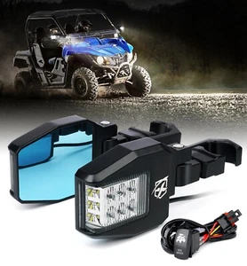 Espejo retrovisor lateral transparente Xprite UTV con luz barra antivuelco de 1,75"-2" ATV Polaris RZR - Imagen 1 de 8