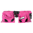 9 Pocket Tool Belt Pouch Heavy Duty Suede Leather For Hammer Nails, Pink