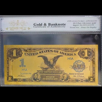 Gold 1899 $1 One Dollar Banknote Collectible with Bag & Certificate - Image 1 of 2