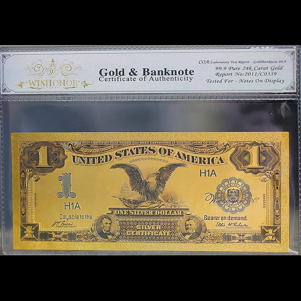 Gold 1899 $1 One Dollar Banknote Collectible with Bag & Certificate - Image 1 of 2