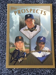 1999 TOPPS Baseball Card # 432 Prospects Kapler/Rios/Seguignol Autographed