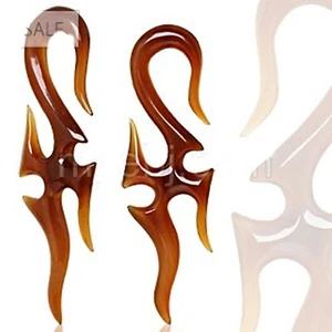 PAIR-Tapers Hangers Buffalo Golden Horn Spikes 06mm/2 Gauge - Picture 1 of 3