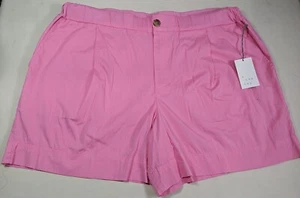 A NEW DAY Women's Pink Elastic Waist Pleated Stretch Midi Chino Shorts sz XL NWT - Picture 1 of 12
