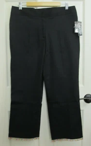 NWT Versailles Black Capri Pants Womens Size 14 34x23.5 Stretch Beaded 64-26001 - Picture 1 of 7