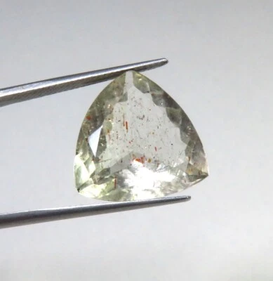 Natural Sparkle Sunstone Gems Greenish Trillion Faceted Cut 17.5 x17.5 mm SU-386 - Image 1 of 4