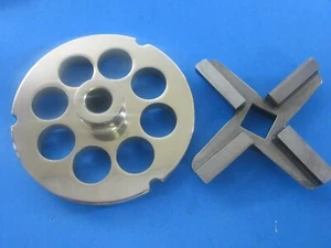 #32 x 3/4" (20 mm) GROBE Mahllöcher mit NABE Fleischwolf Platte & schwerem Messer - Bild 1 von 6