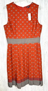 Neu mit Etikett Brooks Brothers Größe 14 Seide rostfarben geometrisches Etui Midi Reißverschluss gefüttert $ 398 - Bild 1 von 22