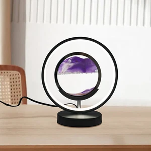Moving 3D Sand Art Picture Round Hourglass Sea Motion Sand Frame Home Decor LED - Picture 1 of 9