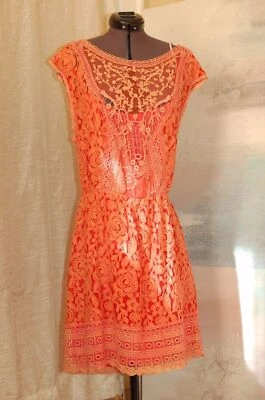  Champagne & Strawberry Dress New Orange Lace Open Back  Size L NWT  - Image 1 of 4