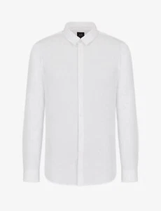 Armani Exchange Camicia Cotone Stretch Logo Tono Su Tono Bianco - Taglia M Uomo - Imagen 1 de 2