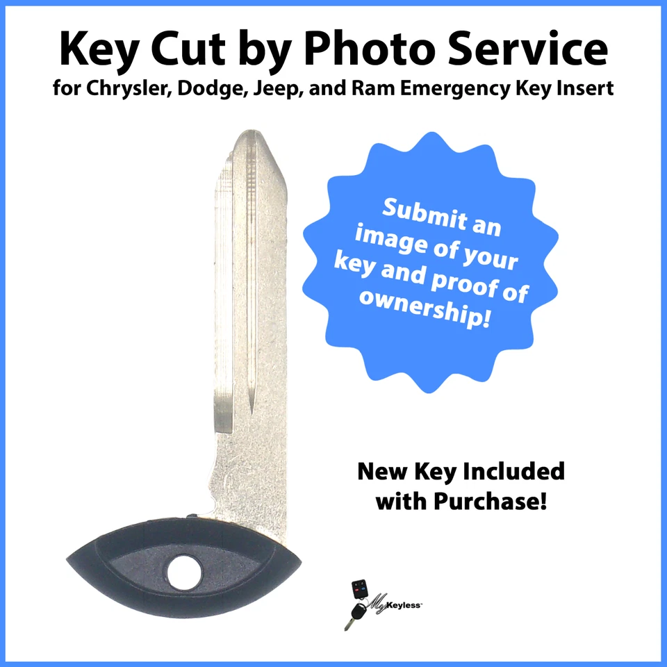 -Chave cortada por foto- Serviço para Chrysler Dodge Jeep Fobik inserção de chave de emergência - Imagem 1 de 4