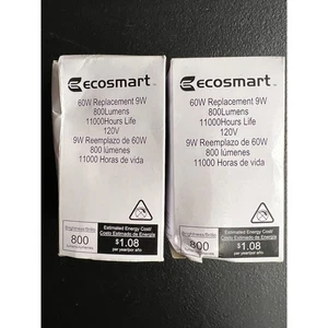 2pk Ecosmart 60W LED Light Bulb 800LM Dimmable 11000 Hours Life 120V - Picture 1 of 6