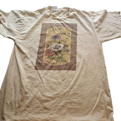 Camisa De Colección Harris & Son Seed Co Para Hombres Grande Crema Floral Amapolas Gráfico Años 90 Foto 1 de 4