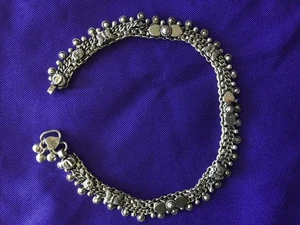 Vtg ANKLETS Suraj Sterling Silver Jingle Bell 10mm Dancing Bracelet 10.5'' - Picture 1 of 7