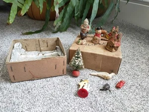 Antiguo lote de trabajo de adorno de pastel de bisque alemán inc tema de Navidad de Santa raro - Imagen 1 de 6