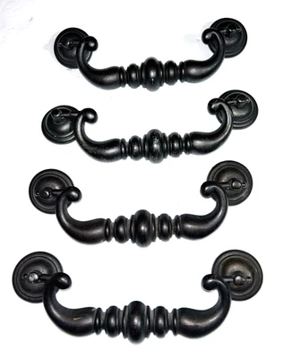 6" Vintage Drop Bail Cômoda Puxador Alça Gaveta Preta Antiga Puxa Cozinha 6Inc - Imagem 1 de 4