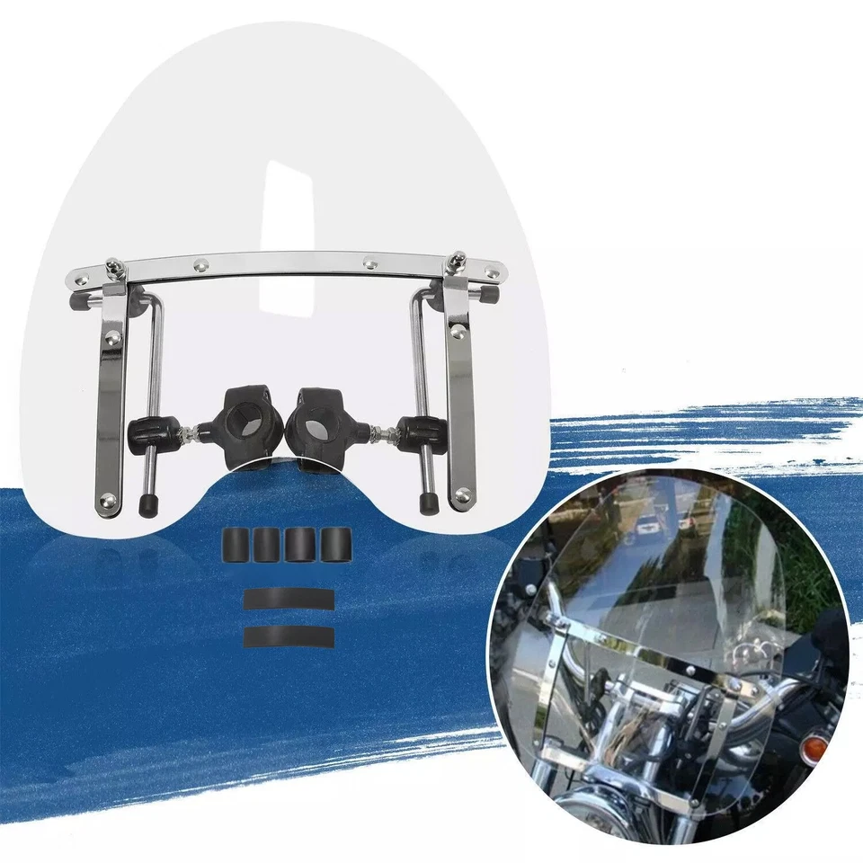 Parabrisas universal transparente para moto Yamaha V Star 650 Virago 250 18"x16" Foto 1 de 4