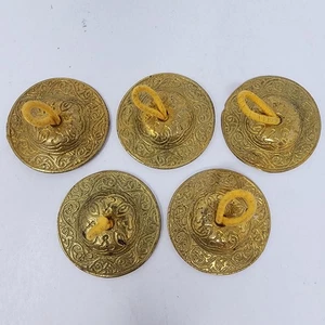 Vintage 5 Piece Ornate Brass Finger Cymbals for Belly Dancing  - Picture 1 of 8