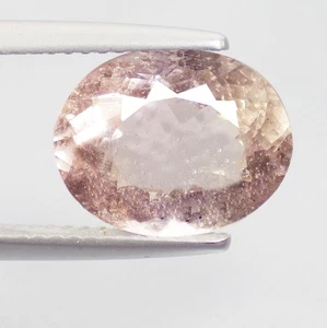 4.10 Cts RESPLENDENT FIRE OVAL (11 x 9 mm) NATURAL PEACH PINK MORGANITE GEMSTONE - Picture 1 of 7