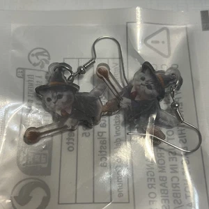 Halloween Bruja Gato - Pendientes Colgantes Acrílico - Gatito - Gato Dama - Regalo Espeluznante - Imagen 1 de 4