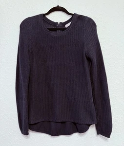 Banana Republic Cable Knit Womrn’s Sweater Large Navy Back Zip - Picture 1 of 3
