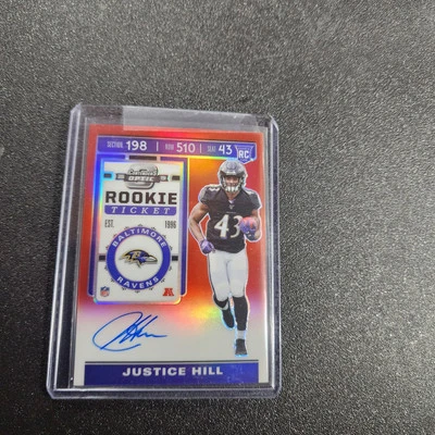 2019 Panini Contenders Optic - Rookie Ticket Red #125 Justice Hill /199 (AU, RC) - Image 1 of 2