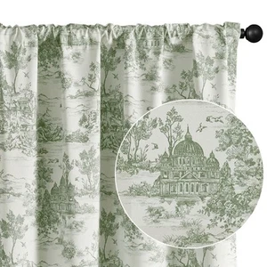 100% Blackout Toile Curtains for Bedroom, 96 Inch Drapes Toile de Jouy French... - Picture 1 of 8