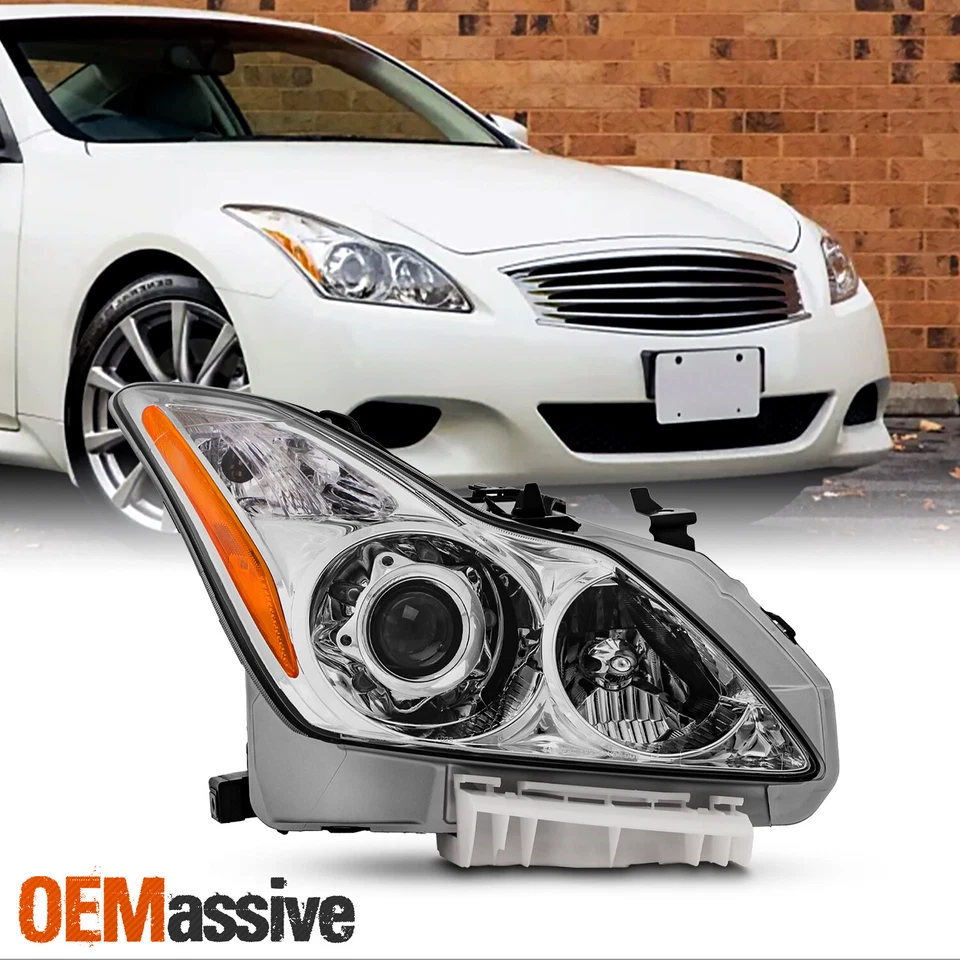 For 2008-2013 Infiniti G37 2014-2015 Q60 Coupe Chrome Headlight Passenger Right - Image 1 of 4