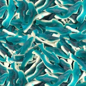 Caramelo gomoso Blue Sharks, clásico sabor frambuesa azul, bolsa de 2 libras - Imagen 1 de 7