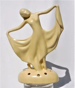 ANTIQUE VINTAGE ART NOUVEAU CERAMIC STONEWARE DANCING WOMAN HAIR PIN HOLDER - Picture 1 of 5