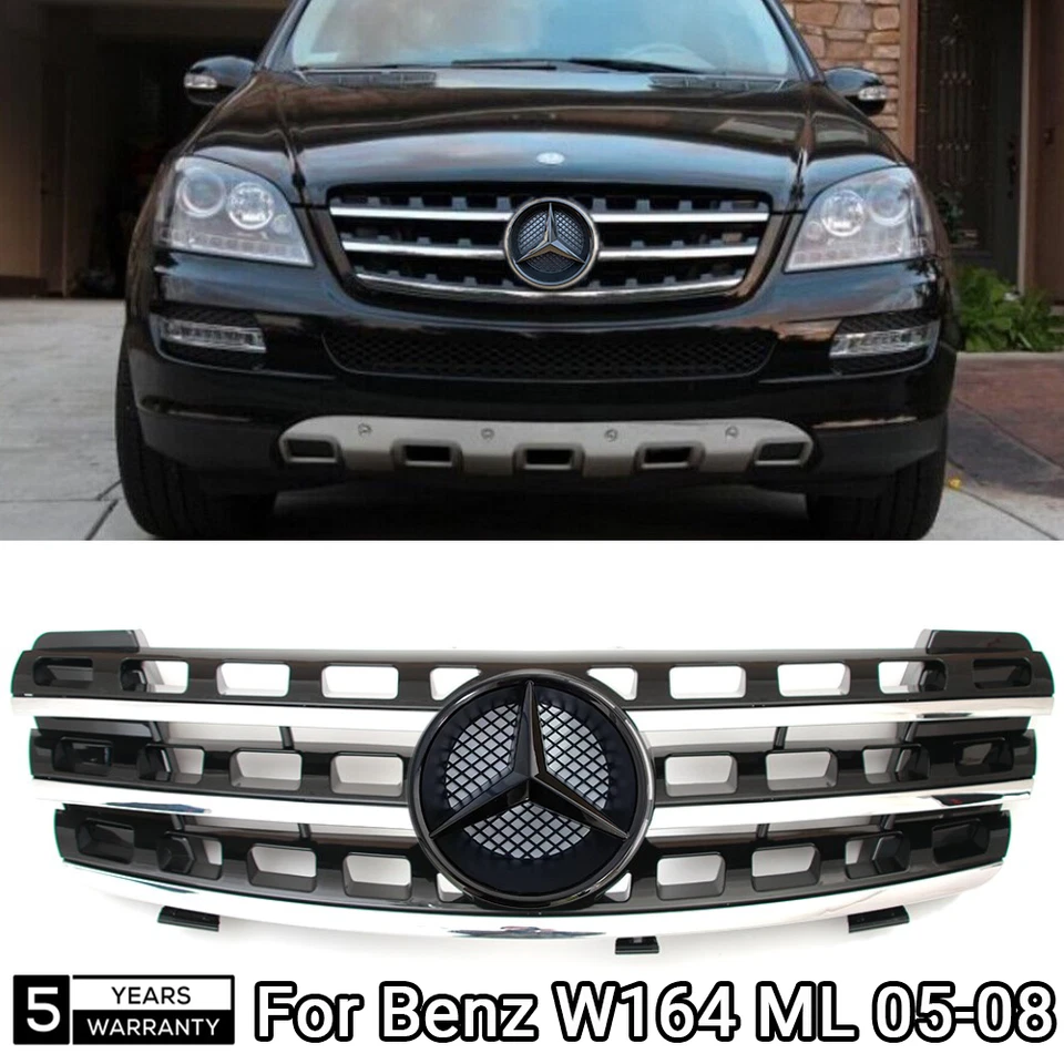 Black Front Grill Grille w/Star For 2005-08 Mercedes Benz W164 ML320 ML350 ML550 Foto 1 de 4