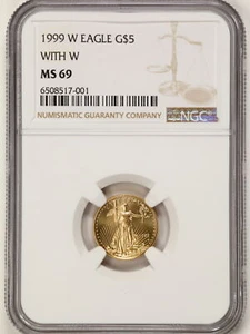 1999-W Struck from Proof Dies $5 Gold American Eagle MS69 NGC 6508517-001 - Picture 1 of 2