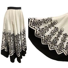 Vtg Vintage 1950s 50s Mexican Souvenir Novelty Blockprint Sequin Circle Skirt