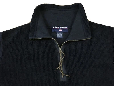 Pullover pana vintage POLO SPORT para mujer suicida hecho en EE. UU. 1/4 cremallera talla XL Foto 1 de 4