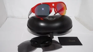 Nuevas gafas de sol Moncler rojo escudo espejado gris (2 lentes) ML0050/S 68C 60 20 135 - Imagen 1 de 12