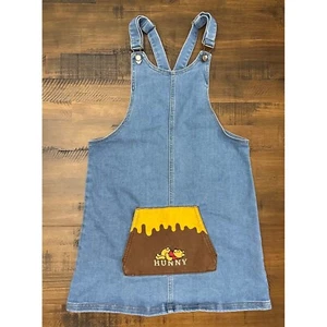 Disney Embroidered Winnie The Pooh Denim Jumper Girls Size 8 RARE - Picture 1 of 7