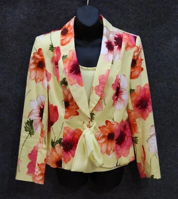 Chaqueta De Colección Bob Mackie Studio Talla 8 Bonita Floral + Borde de Concha/Lentejuelas GRATIS Foto 1 de 4
