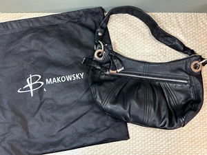 Vintage B Makowski Women's Boho Black Soft Leather Shoulder Bag NWOT & Bag - Picture 1 of 13