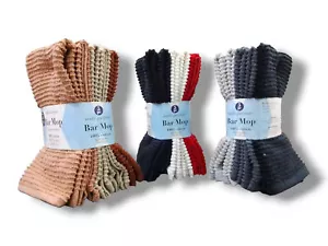 5 Pack Bar Mops Dish Cloth Cotton Kitchen Cleaning Towels Ribbed Absorbent - Picture 1 of 15