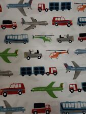 Pottery Barn Kids Organic Cotton Brody Twin Fitted Sheet Pillow Case Plane Bus