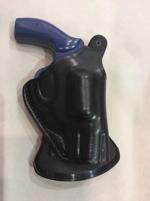 Leather PADDLE Holster for S&W J Frame SMALL REVOLVER, Ruger SP101  (#3200 BLK) - Image 1 of 4