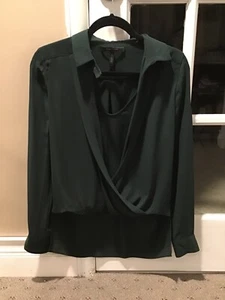 BCBGMAXAZRIA Chiffon Blouse Dark Green XXS  - Picture 1 of 6