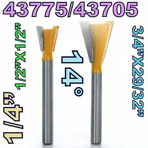 2 pc 1/4" Sh. 14° Dovetail Router Bit Set For Omni jig (43775+43705) S - Picture 1 of 12