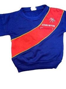Kids Corvette Size 4 Sweatshirt Vintage 90s Navy Red Colorblock - Picture 1 of 8