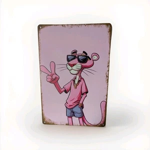 Metal Sign Cool Pink Panther Vintage Style Sign Pre Drilled Waterproof 20-30cm  - Picture 1 of 3